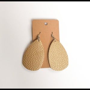 Gold leather earrings